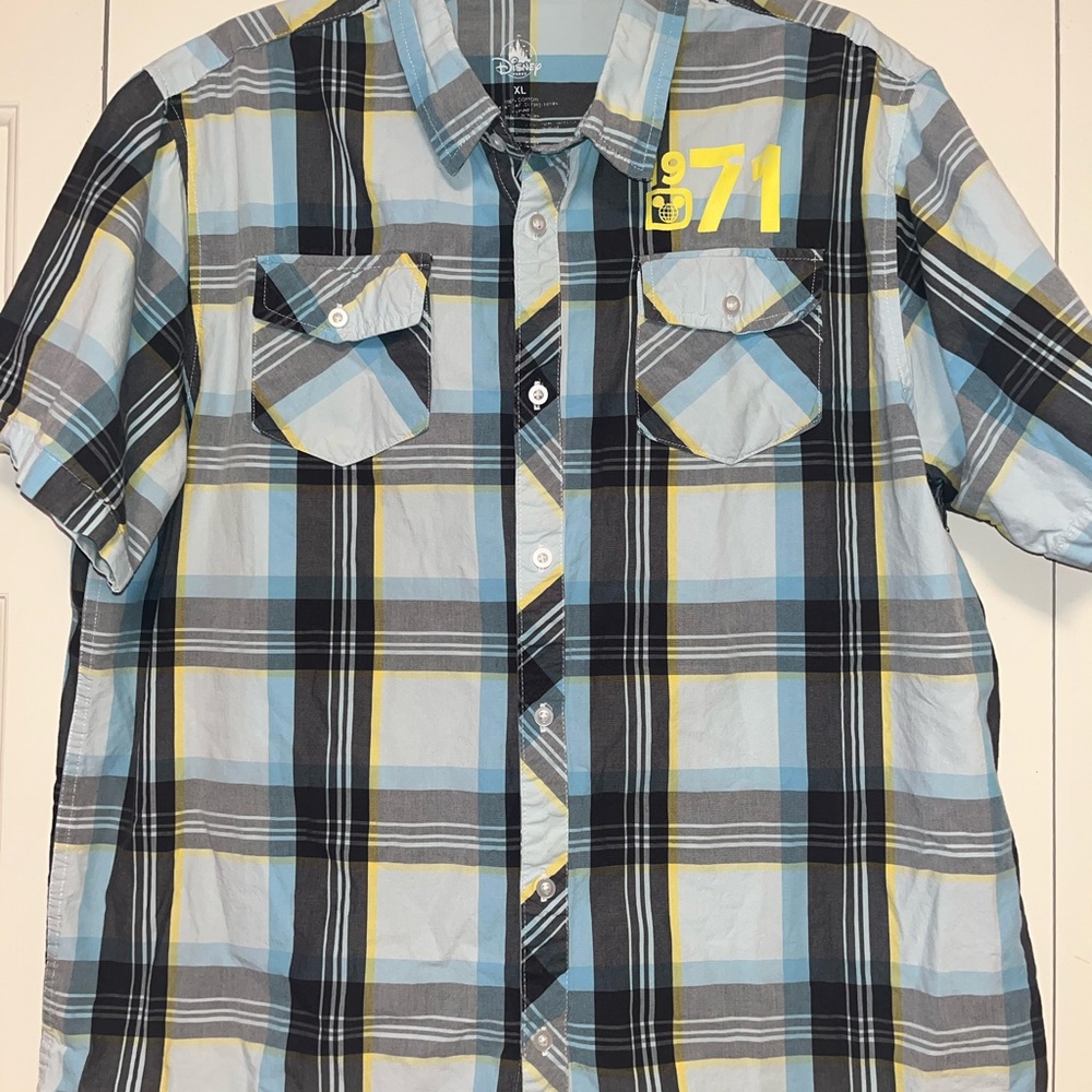 Disney Blue and Black Casual Button Down Shirt